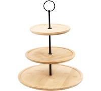 3Tier Bamboo Food Stand Medium Size for Indoor Use Elegant Wood Metal Display