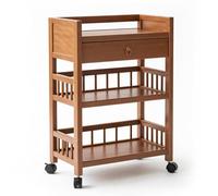 3Tier Bamboo Rolling Cart with Lockable WheelsVersatile Storage Trolley for Kitchen Bathroom Living Room & Tea Room50cm x 30cm x 82cm Shelving Unit Stylish & Functional