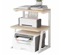 3Tier Desktop Printer StandMultiPurpose Wood Shelf for Home OfficeIdeal for 3D Printers Fax Machines & ScannersDesign (Natural 57x36x63.2cm)