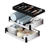 3Tier Expandable rage Cabinet 22" H x 19.7" D Soft Close Sliding Shelves Stainless Steel Drawers for Kitchen Pantry Bathroom nization