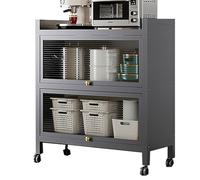 3Tier Kitchen Baker's Rack with Flip Door Cabinet Microwave Stand & Storage Shelf for Spices Pots & PansCompact 16in Kitchen Organizer for Small Spaces & Modern Decor