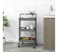 vidaXL 3-Tier Kitchen Trolley Grey Iron and ABS Bathroom Serving Cart Trolley