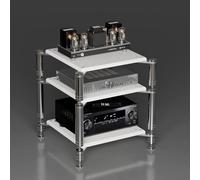 3Tier Media Stand 61cm Audio Video Rack ShockAbsorbing Foot Open Component Storage Cabinet MultiFunction Stereo Furniture White Finish Home Entertainment Solution