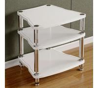 3Tier Media Stand Open Audio Rack Cabinet FloorStanding Stereo Storage with Shock Absorbing Feet MultiFunction Media Organizer (White 61.5cm/24.2in)