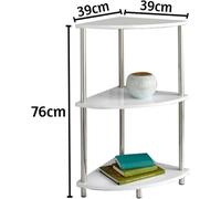 3Tier Oak Finish Corner Shelf Home Office Room Side Table Book Storage