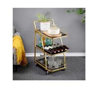 3Tier Rolling Bar Cart with HandleElegant White Marble & Wood Serving TrayVersatile Kitchen & Dining rageStylish Black Design Perfect for Entertaining