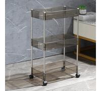 3Tier Rolling Kitchen Storage Cart with Wheels Acrylic Utility Trolley for Bathroom nization Easy Assembly Stylish Black Shelves Unit