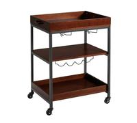 3Tier Trolley Cart with s Holder & Wine RackVersatile Kitchen Island Bar CartFur for Home & DiningBrown Color