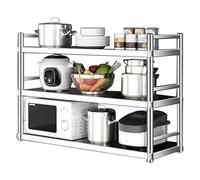3Tier Wall Mounted Stainless Steel ShelfMultiPurpose r for Kitchen Fruits Vetables Pots & Pans Microwave Rack with Side Guards (100x30x75cm)