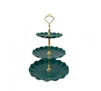 3tiered Dessert Stand， Serving Stand，Large Tiered Serving Stand, Tray Dessert Stand, Food Stand for Party Display, Cookie Fruit Dessert Tray(Green)