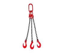 3Ton Lifting Chain Sling with Hooks, G80 Alloy Steel Hoist, Heavy-Duty 3-Leg Sling Chain for Mining, Machinery, Ports & Construction - 1m Length