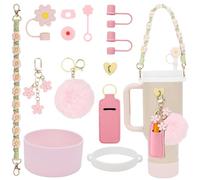 3tyto 13 Pcs Stanley Cup Accessories Set Including Water Bottle Handle Strap, Siliocne Stanley Cup Boot, Siliocne Straw Cover, Stanley Charms for Stanleys Cup 40oz & 30oz Tumbler
