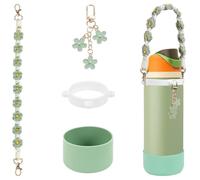 3tyto Comprehensive Compatible Owala Accessories Set: Silicone Boot for 24oz & 32oz Bottles, Water Bottle Handle Strap, Charms, Compatible Owala FreeSip (Green, 24 oz)