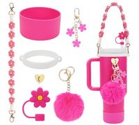 3tyto Stanley Cup Accessories Set Including 1 Pcs Water Bottle Handle Strap, 1 Pcs Siliocne Stanley Cup Boot, 1 Pcs Siliocne Straw Cover, 2 Pcs Stanley Charms for Stanley Cup 40oz & 30oz Tumbler