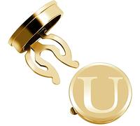 3UOOWWFA Cufflinks 26 Letters A-Z Button Covers Men - Gold Men's Button Covers Cufflinks Tie Clips (Metal Color: Letter N) (Letter U)