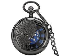 3UOOWWFA Gentleman's Pocket Watch Pocket Watch Hollow Case Blue Roman Numeral Dial Steampunk Mechanical Unisex (Color : Onlywatch) (Onlywatch) (Onlywatch)