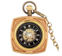 3UOOWWFA Gentlemen's Pocket Watch, Pocket Watch, Coverless Square Automatic Mechanical Pocket Watch Al Black Dial Alloy Pendant Necklace Best Gift for Men and Women (Color : 2) (2) (2)