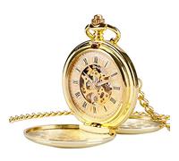 3UOOWWFA Gentlemen's Pocket Watch, Pocket Watch, Smooth Mechanical Pocket Watch, Full Luxury Golden Men's and Women's Fashion Retro (Color : Gold) (Black) (Golden) (Golden)