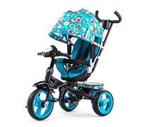 3UOOWWFA Three-Wheeled Trike, Double Brake Multi-Function Children's Tricycle, Two-Way Swivel seat, Baby Outdoor Tricycle, Blue, 102 * 108 * 52cm