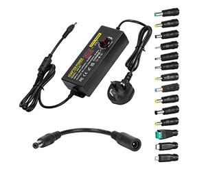 3V~24V 5A 120W Adjustable Power Supply Adapter,DC 3V 5V 6V 9V 12V 15V 18V 19V 20V 24V Universal AC/DC Adapter, 100V-240V AC to DC Converter with 5.5x2.5mm 14 Tips for LED Strip Light Laptop Speaker