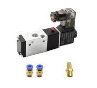 3V110-06 1/8" Solenoid Valve 3/2 Way Pneumatic Air Control Electric Gas Magnetic Alumium Body DC12V 24V AC110V 220V(3V110-06 w PC6-01,AC220)