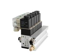 3V110-06-NC Normally Close Electromagnetic Solenoid Valve Block with Muffler Fitting Base Manifold DC12v 24v AC 110v 220v(3 Stations)