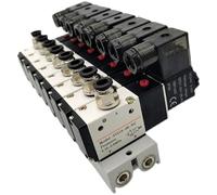 3V210-08 Pneumatic Solenoid Valve Block with Muffler Fitting Base Manifold 2/3/4/5/6 3 Port 1Pcs(6 Row 8mm Fitting,AC110V)