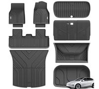3W 10 Pcs Floor Mats Custom Fit for Tesla Model Y Juniper 2025 2026 New, Thorex™ All Weather Dog Friendly Full Coverage Car liners & Trunk Mats & Seat Back Cover, New Version Tesla Model Y Juniper