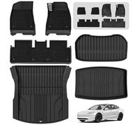 3W 2-Layer Floor Mats & Boot Liner Fit for 2024-2026 Tesla Model 3 Highland, Odorless Thoex™ All Weather Premium Car Carpets Liner, Waterproof Anti-Slip Easy to Clean Heavy Duty Tesla Accessories
