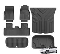 3W 6 Pcs Floor Mats and Boot Liner Fit for Tesla Model Y Juniper 2025 2026 New, Thorex™ All Weather Dog Friendly Full Coverage Car liners & Trunk Mats, Custom Fit for New Version Tesla Model Y Juniper