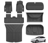 3W 7 Pcs Floor Mats and Boot Liner Fit for Tesla Model Y Juniper 2025 2026 New, Thorex™ All Weather Dog Friendly Full Coverage Car liners & Trunk Mats, Custom Fit for New Version Tesla Model Y Juniper
