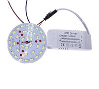 3W 7W 12W 18W 24W 36W 5730 SMD Light Board Led Lamp Panel For Ceiling + AC 100-265V LED Power Supply Driver Combination(Warm White,18W)