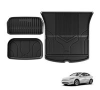 3W Boot Liner Fit for Tesla Model Y 2021 2022 2023 2024, All Weather Dog Friendly TPE Boot Mats Custom Fit Tesla Model Y, Waterproof Non-Slip Trunk Mats ModeL Y Car Accessories (3 PCS)