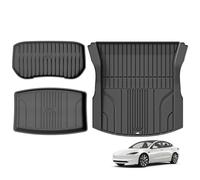 3W Boot Liners For Tesla Model 3 2024 2025 2026 Highland, TPE All Weather Dog Friendly Mats, Custom Fit Tesla Model 3 Cargo Liner, Waterproof Non Slip, Trunk Mats Easy to Install Car Accessories