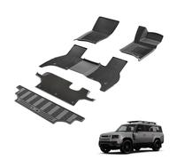 3W Floor Mats & Boot Liner & Carpets Fit for Land Rover Defender 130 L663 2020-2024 2025, All Weather Dog Friendly TPE Car Mats 1-3 Rows with Carpet and Trunk Mat Defender 130 Accessories (10 PCS)