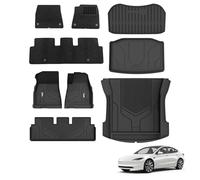 3W Floor Mats & Boot Liner & Carpets Fit for Tesla Model 3 2021 2022 2023, All Weather Dog Friendly TPE Mats, Waterproof Non Slip Car Liner Easy to Install Tesla Car Accessories (9 PCS)