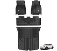 3W Floor Mats & Boot liner Fit for 2021-2024 Tesla Model Y, All Weather Dog Friendly TPE Car Mats Waterproof Anti-Slip Easy Clean Heavy Duty Trunk Mat Tesla Accessories (Not for Model Y Juniper)