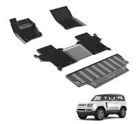 3W Floor Mats & Boot Liner Fit for Land Rover Defender 90 2020-2024 2025, All Weather TPE Dog Friendly Mats, Custom Fit Defender 90, Waterproof Non Slip, Easy to Install Car Accessories (8 PCS)