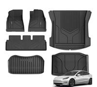 3W Floor Mats & Boot Liner Fit for Tesla Model 3 2021 2022 2023, Odorless All Weather Thoex™ Premium Mats, Tesla Model 3 Car Liner Waterproof Non Slip Easy Install Car Accessories (6 PCS)