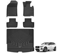 3W Floor Mats & Boot liner Fit for Volvo XC60 2019-2024 2025 (Not for Plug-in Hybrid), All Weather Dog Friendly TPE Car Mat, Waterproof Anti-Slip Easy to Clean Heavy Duty Trunk Mat Volvo Accessories