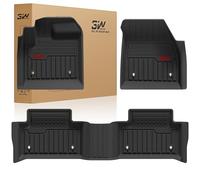 3W Floor Mats Fit for Land Rover/Range Rover Evoque 2020-2024, TPE All Weather Custom Fit Floor Liner,1st & 2nd Row Full Set TPE All-Weather Car Mats with Red Logo, Black