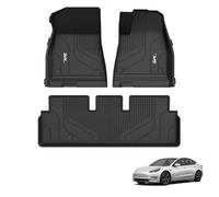 3W Floor Mats Fit for Tesla Model 3 2019-2023, TPE Dog Friendly Floor Liner, Custom Fit Tesla Model 3 Car Mats, All Weather Waterproof Non Slip Easy to Install Model 3 Accessories (3 PCS)