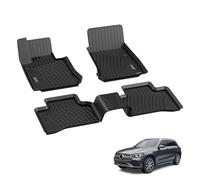 3W Floor Mats for Mercedes Benz GLC X253 2016-2022, TPE All-Weather Rubber Mats for Benz GLC 1st and 2nd Rows Complete Set Car Floor Mats Accessories, Black Non-Slip Mats, Not for Coupe