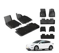 3W Floor Mats For Tesla Model Y 2021 2022 2023 2024 with Carpets on TOP, TPE Dog Friendly Mats, Custom Fit Tesla Model Y Car Liner, All Weather Waterproof Non Slip, Easy to Install Car Accessories