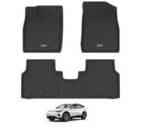 3W Floor Mats for Volkswagen ID.4 E21 2020-2025 2026, TPE All-Weather Rubber Mats for VW ID.4 E21 1st and 2nd Rows Set Car Floor Mats Accessories, Volkswagen ID4 Black Non-Slip Mats
