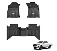 3W Floor Mats with Carpts Fit for Toyota Hilux 2020-2024 2025, All Weather Dog Friendly TPE Car Floor Liner, Waterproof Anti-Slip Easy to Clean Heavy Duty Car Mats Toyota Accessories