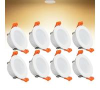 3W LED Recessed Ceiling Spotlights, 3000K Warm White Ultra Slim Panel Light, Cut Φ50-55mm, AC110-240V Round Downlights for Living Room Office, 8 Pack