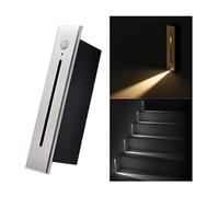 3W LED Stair Light with Motion Sensor, Recessed Wall Light AC85-265V Step Light IP20 IP65 Waterproof Staircase Lamp, Indoors Outdoors Garden Balcony Corridor 3000K IP20SilverBrushed