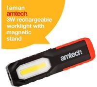 3W Usb Rechargeable Worklight With Magnetic Stand Garage Shed Cupboard Emergency Amtech S8171
