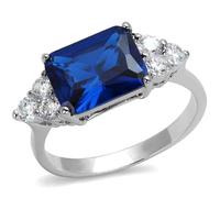 3W1367 - Rhodium Brass Ring with Synthetic Spinel in London Blue, Metal, No Gemstone
